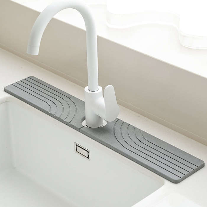 Faucet Sink Drying Mat Diatomaceous Earth Stone Splashproof Absorbent Sink Drainage Mat, Color: K...