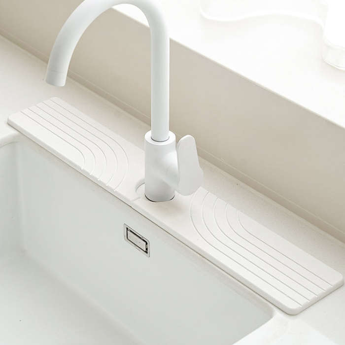 Faucet Sink Drying Mat Diatomaceous Earth Stone Splashproof Absorbent Sink Drainage Mat, Color: K...