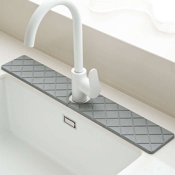 Faucet Sink Drying Mat Diatomaceous Earth Stone Splashproof Absorbent Sink Drainage Mat, Color: K...