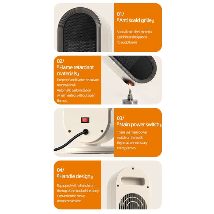 E68 1200W PTC Ceramic Heating Desktop Heater Smart Electric Heater, Plug: EU Plug(Standard Model)