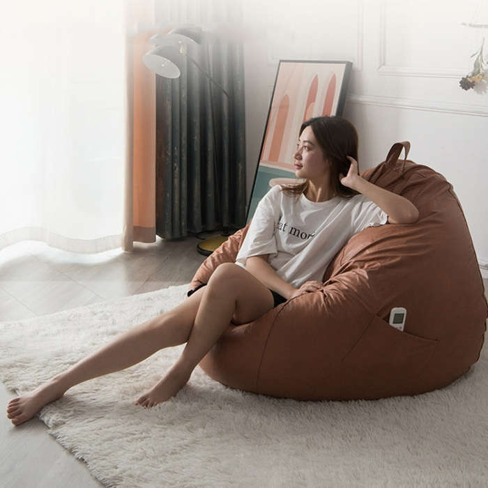110x120cm Bean Bag Chair Waterproof Tech Fabric Cover(Yellow)