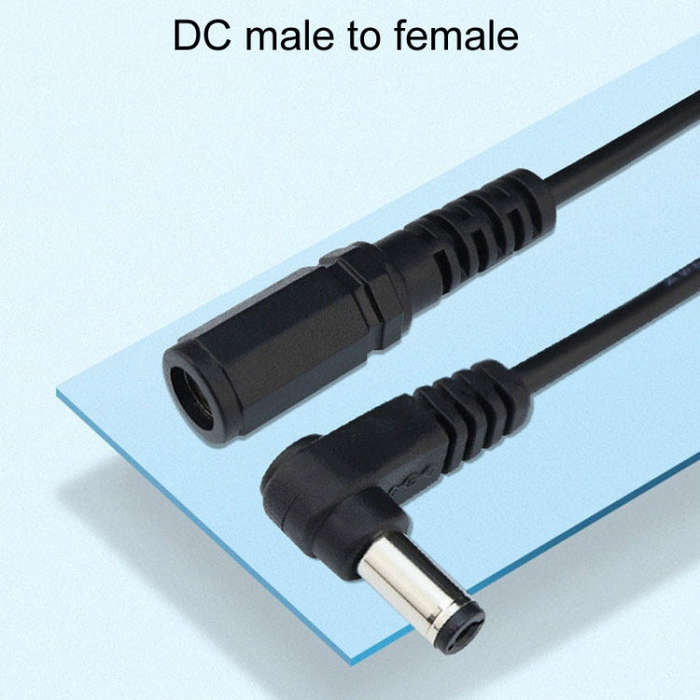 0.2m 2pcs DC 5.5 x 2.1mm Straight To Bend Adapter Cable Male To Female Power Cord Extension Cord
