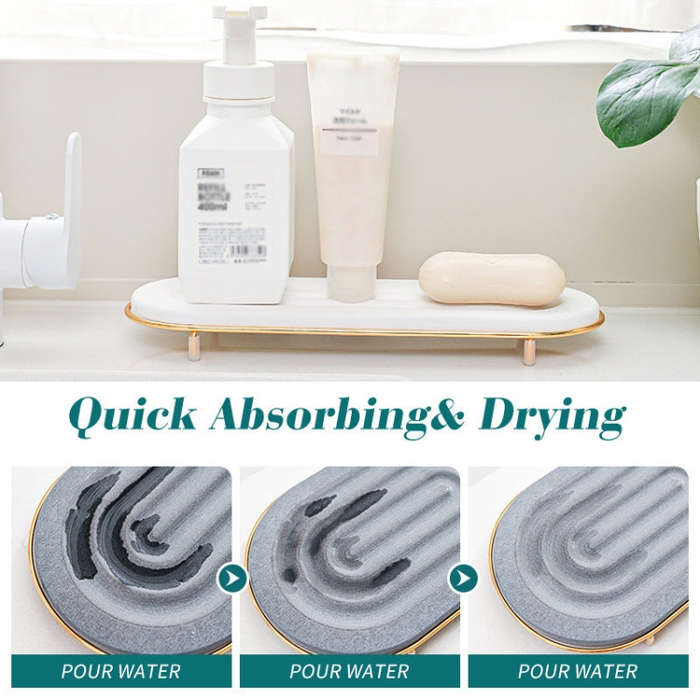 Diatomaceous Earth Countertop Water Absorbing Drying Mat Shelf Bathroom Sink Drainage Mat, Size: ...