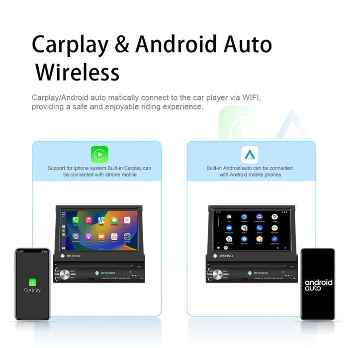1+32G 7-Inch Single Din Android 10.0 Carplay Screen With GPS Navigation/Bluetooth/Mirror Link/DVR...