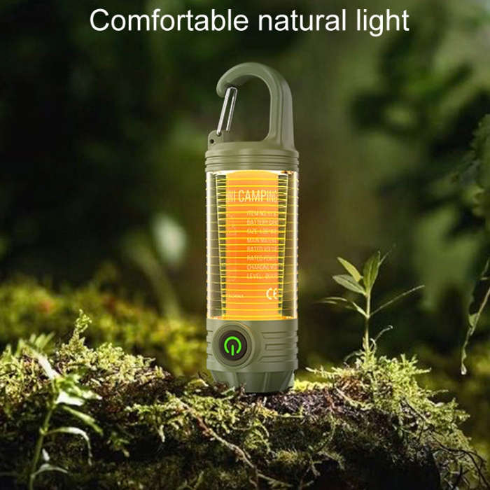Rechargeable Outdoor Portable LED Camping Light Multifunctional Flashlight(Khaki)