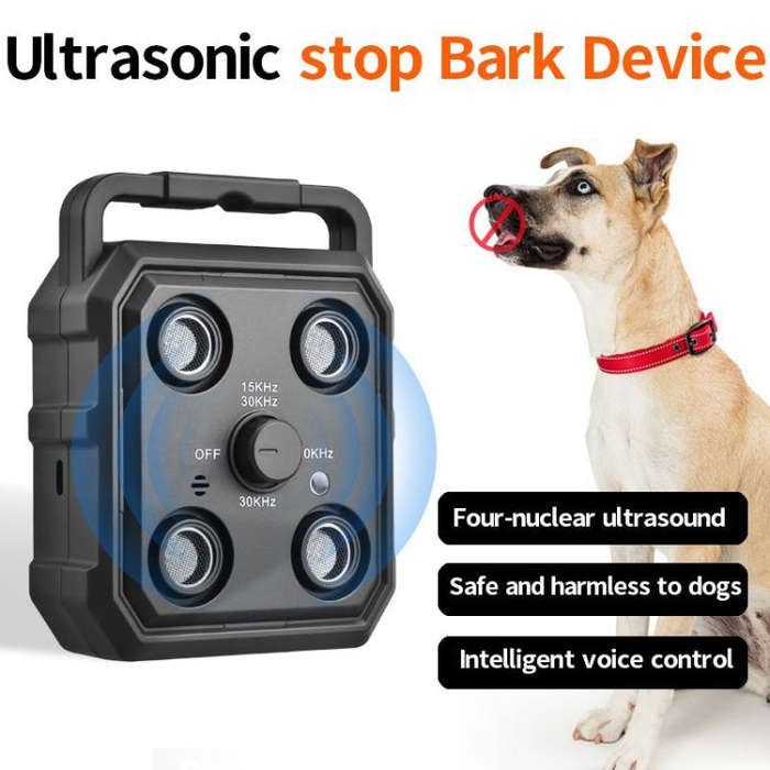 AI Intelligent Recognition Ultrasonic Bark Stopper Portable Training Device Repellent(Black)