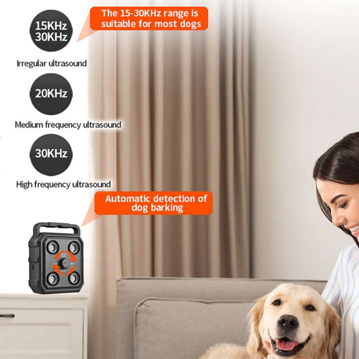 AI Intelligent Recognition Ultrasonic Bark Stopper Portable Training Device Repellent(Black)