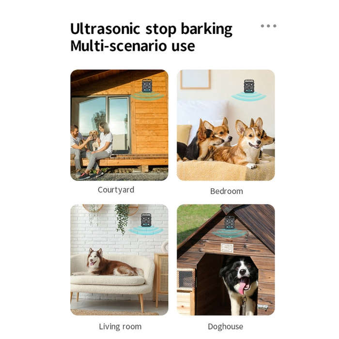 AI Intelligent Recognition Ultrasonic Bark Stopper Portable Training Device Repellent(Black)