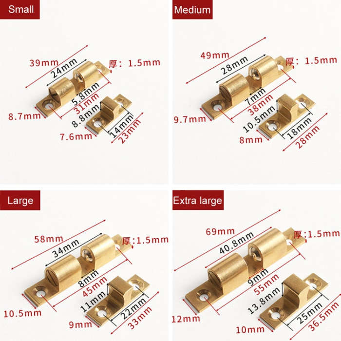 2pcs Cabinet Magnetic Spring Buckle Ball Door Sucker, Style: Small Silver