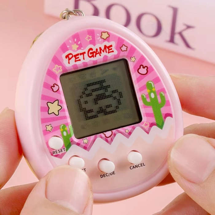 Electronic Pet Game Toy Feed Genie Nostalgic Virtual Cyber Digital Game Keychain Toy For Kids, St...