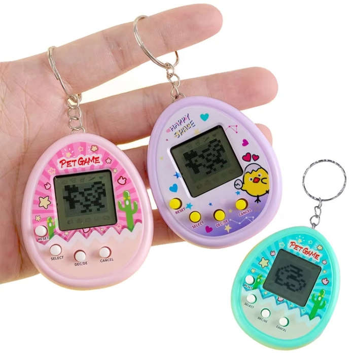 Electronic Pet Game Toy Feed Genie Nostalgic Virtual Cyber Digital Game Keychain Toy For Kids, St...