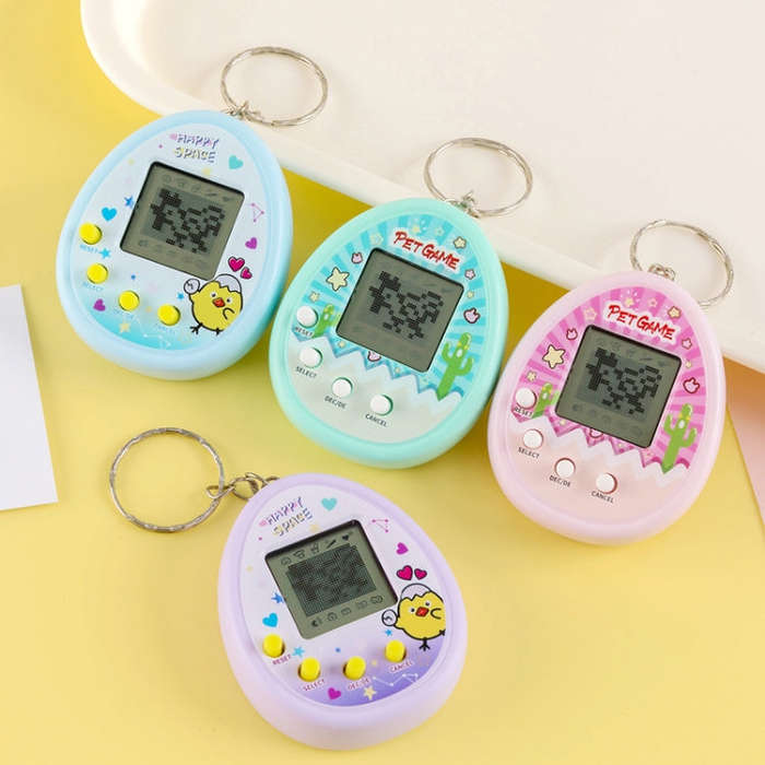 Electronic Pet Game Toy Feed Genie Nostalgic Virtual Cyber Digital Game Keychain Toy For Kids, St...