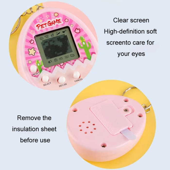 Electronic Pet Game Toy Feed Genie Nostalgic Virtual Cyber Digital Game Keychain Toy For Kids, St...
