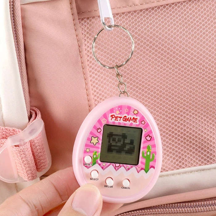 Electronic Pet Game Toy Feed Genie Nostalgic Virtual Cyber Digital Game Keychain Toy For Kids, St...