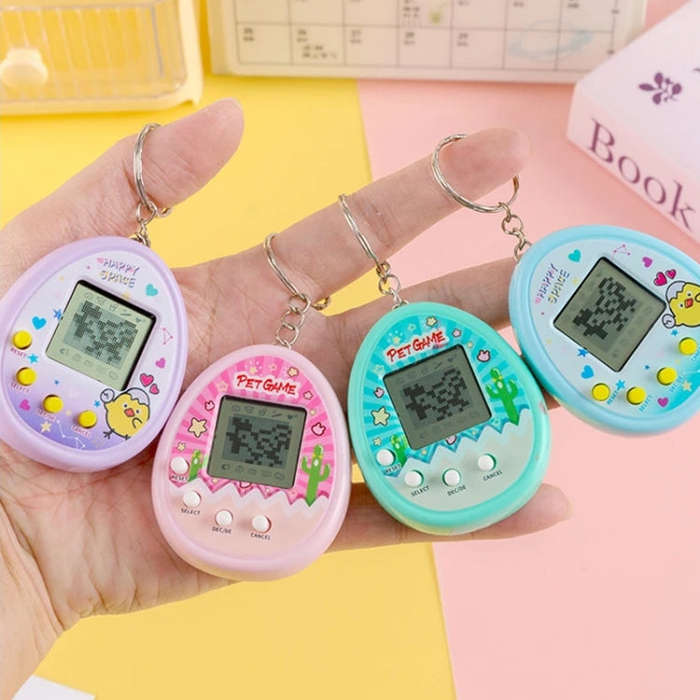 Electronic Pet Game Toy Feed Genie Nostalgic Virtual Cyber Digital Game Keychain Toy For Kids, St...
