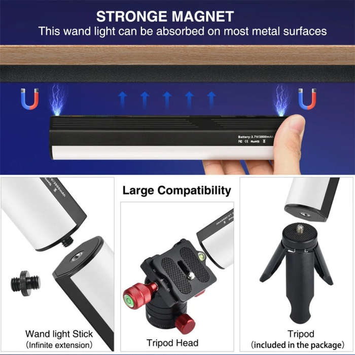 VLOGLITE W200RGB Full Colorful Handheld Fill Light Stick Live Photography Ambient Light Outdoor L...