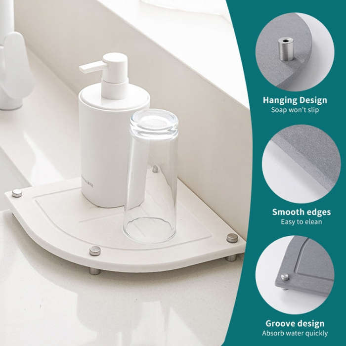 Bathroom Countertop Drying Mat Diatomite Water-Absorbent Quick-Drying Coaster Fan Shaped Drainage...