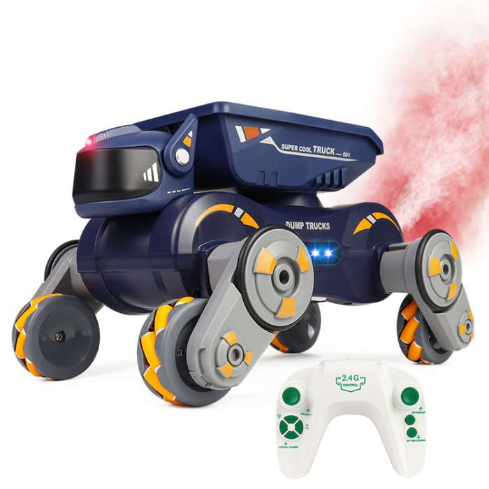 Eight Wheel Stunt Robot Dog Smart Gesture Sensor RC Kids Toy Car With Lights Music Spray Car, Sty...