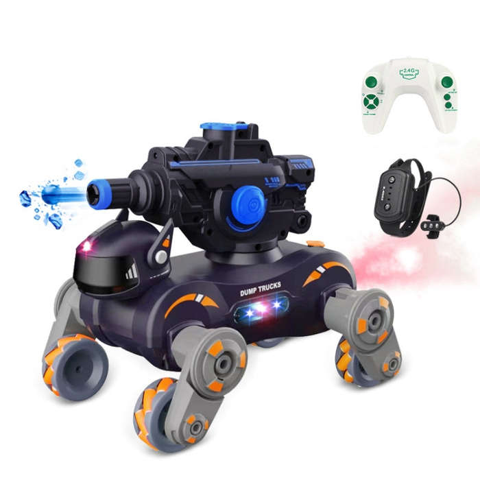 Eight Wheel Stunt Robot Dog Smart Gesture Sensor RC Kids Toy Car With Lights Music Spray Car, Sty...