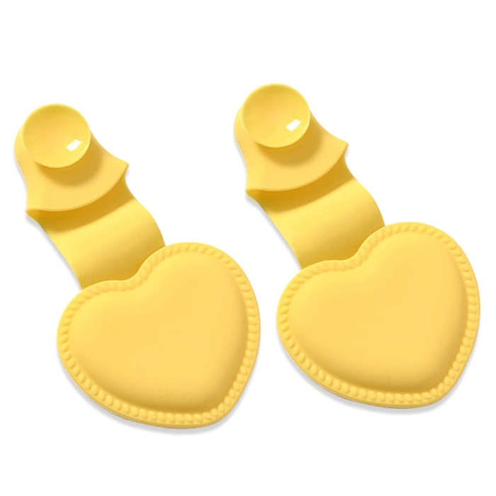 2pcs Heart-shaped Heat Insulation Anti-scalding Gloves Silicone Non-slip Bowl and Plate Clamp(Yel...