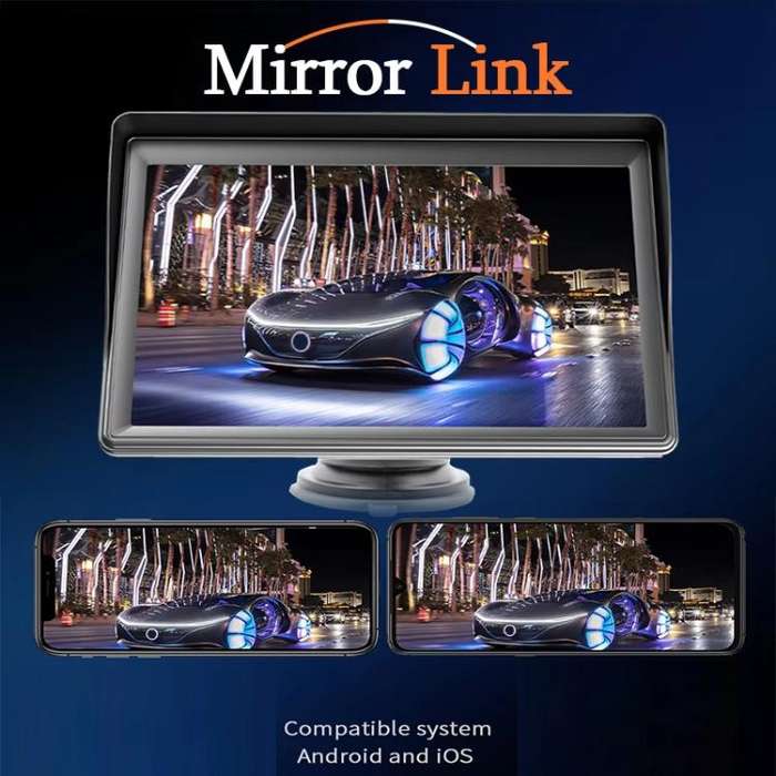 7 Inch Bluetooth 5.0 Portable CarPlay Monitor, Specifications: Display + Camera