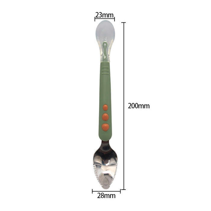 Multi-function Double-head Baby Food Spoon Baby Tableware Fruit Scraper Spoon(Pink)