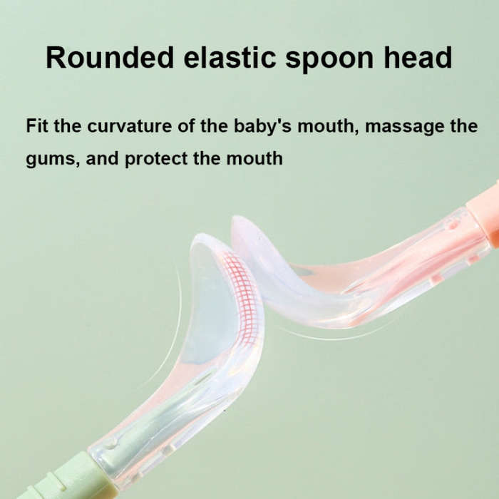 Multi-function Double-head Baby Food Spoon Baby Tableware Fruit Scraper Spoon(Blue)