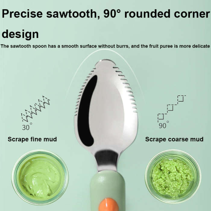 Multi-function Double-head Baby Food Spoon Baby Tableware Fruit Scraper Spoon(Green)