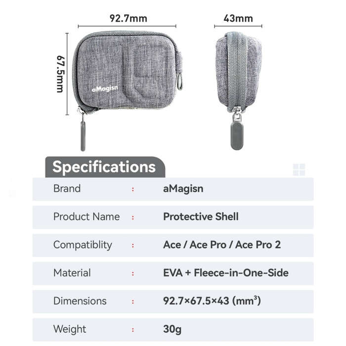 For Insta360 Ace Pro 2 / Ace Pro / Ace AMagisn Body Bag Protective Shell Accessories(Gray)