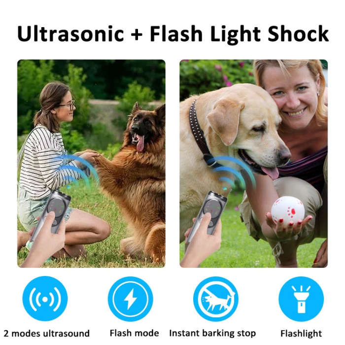 Ultrasonic Three-head Barking Stopper Training Device with Flashing Light