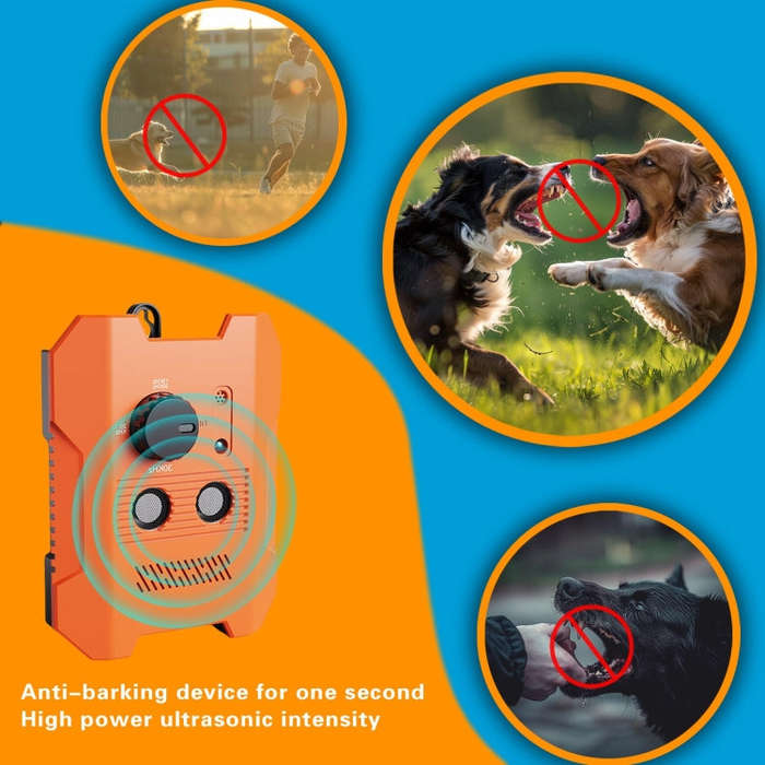Ultrasonic Bark Stopper Anti-barking Training Device With 3 Modes(Orange)