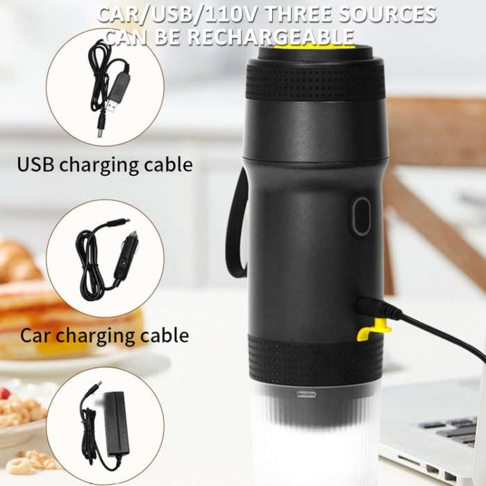 12V 3 In 1 Car Self-heating Coffee Machine Compatible With Large / Small Capsules and Ground Coff...