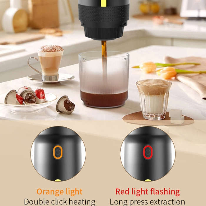 12V 3 In 1 Car Self-heating Coffee Machine Compatible With Large / Small Capsules and Ground Coff...