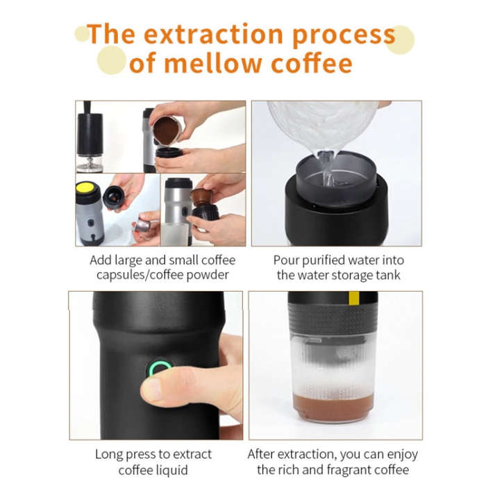 12V 3 In 1 Car Self-heating Coffee Machine Compatible With Large / Small Capsules and Ground Coff...