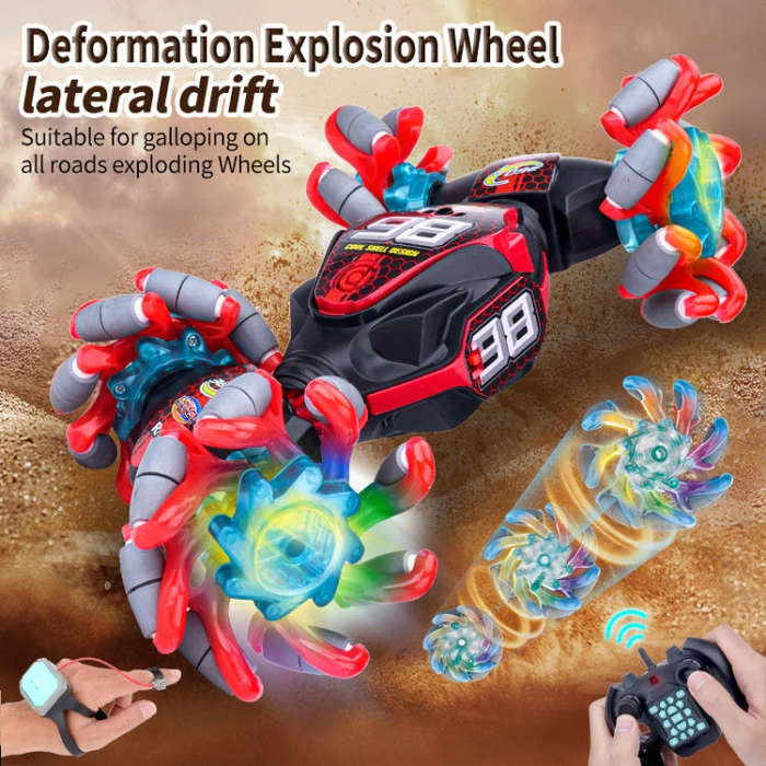 2.4G Gesture Sensor Twist Stunt RC Car Drift 4WD Climbing Transformation Toy Car With Music Led L...