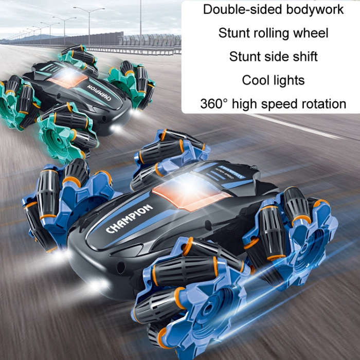 2.4G Stunt RC Car Drift Car Double-sided Racing Tumble Buggy Toy, Style: Dual RC Blue