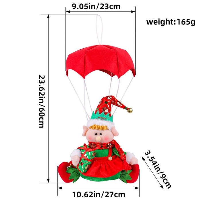 Christmas Elf Parachute Fabric Figurine Decoration Pendant(Red)