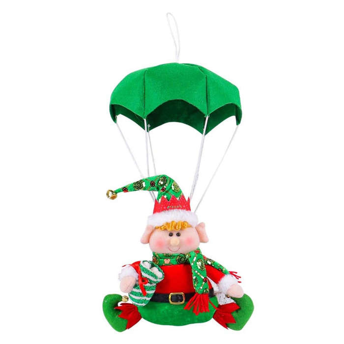 Christmas Elf Parachute Fabric Figurine Decoration Pendant(Green)