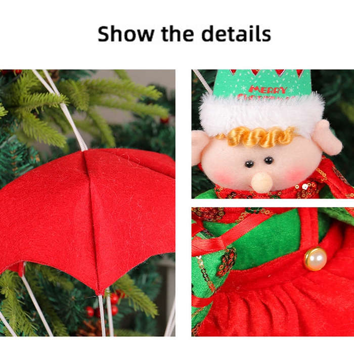 Christmas Elf Parachute Fabric Figurine Decoration Pendant(Green)