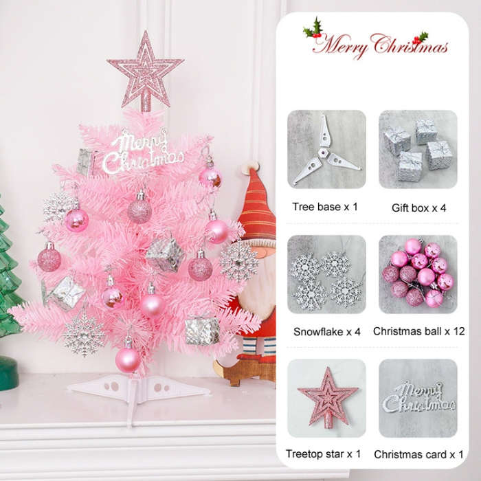40cm Mini Desktop Christmas Tree Decoration(Pink)