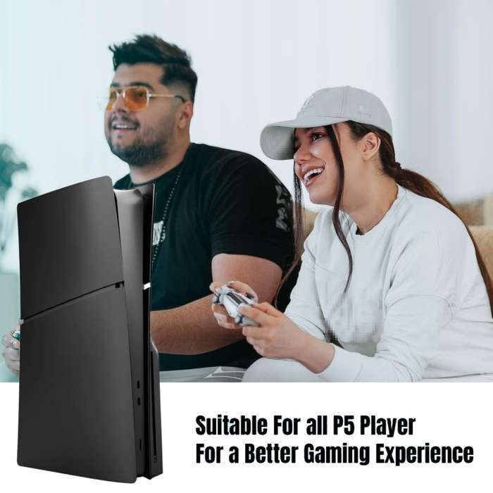 For PS5 Slim Replacement Faceplate Shell Detachable Protective Case, Model: Digital Edition Black