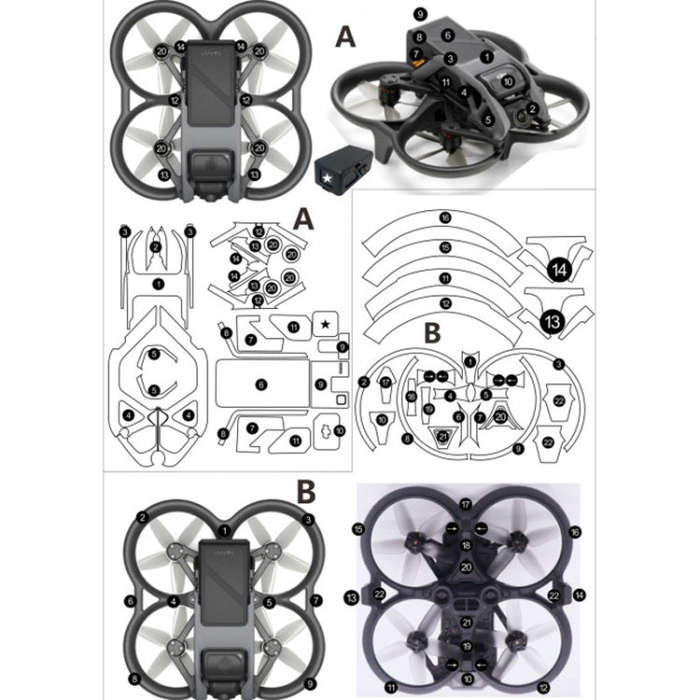 For DJI Avata Single Fuselage Sticker No Adhesive Personalised Stickers(A-02 Stars)