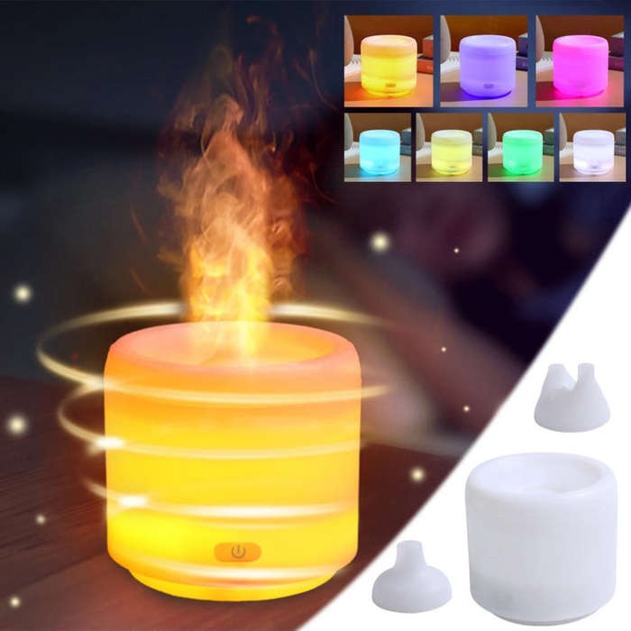 300ml Colorful Flame Aromatherapy Machine USB Power Household Silent Humidifier Aroma Diffuser(Wh...