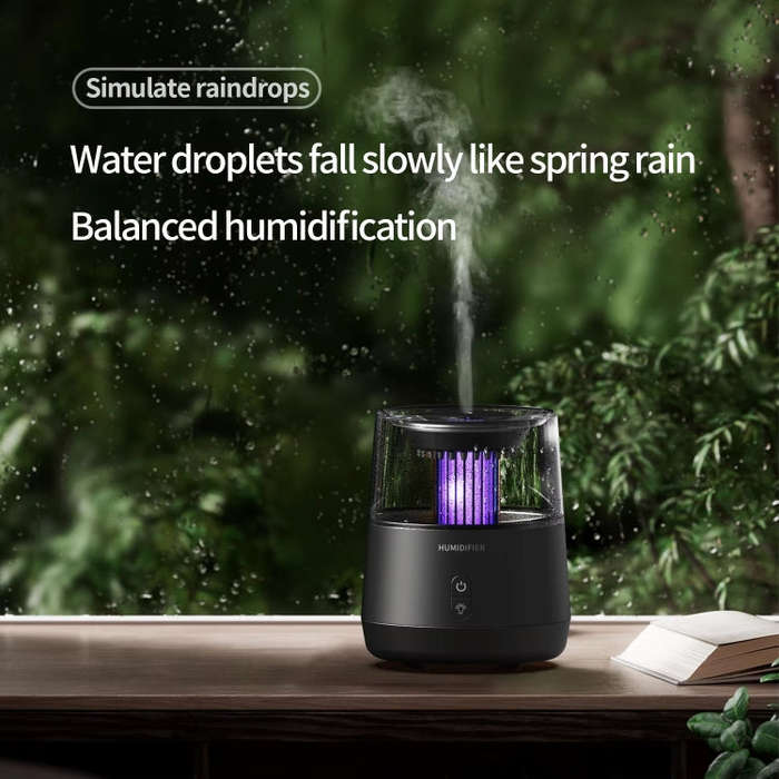 Raindrop Candlelight Aromatherapy Diffuser Air Humidifier with Colorful Lights EU Plug Black