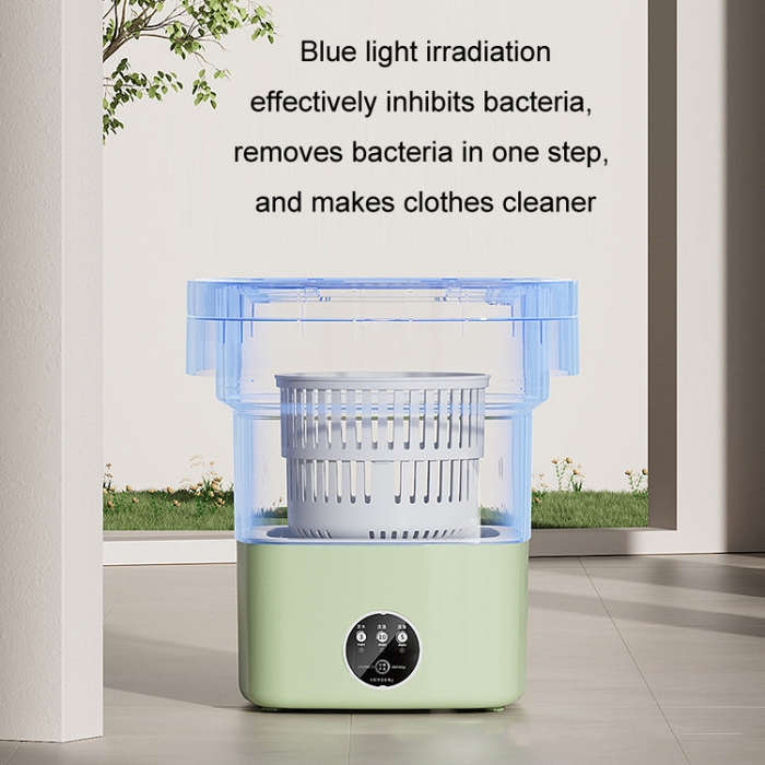 Fully Automatic Mini Foldable Washing Machine With Dehydration Function, Size: EU Plug(Green)