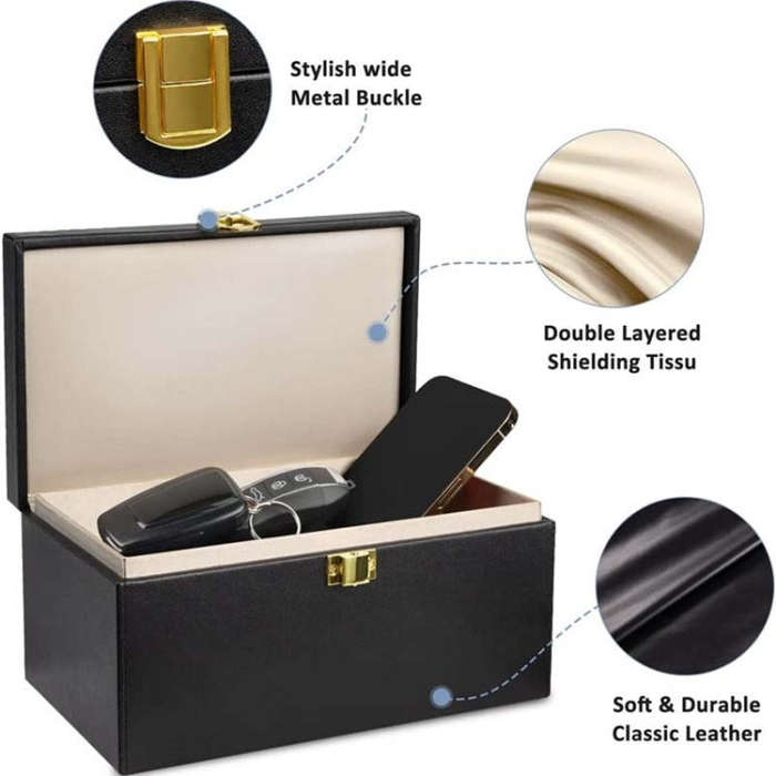 3 In 1 Large Car Shield Key Bag Anti-Magnetic Cell Phone Case RFID Protective Box