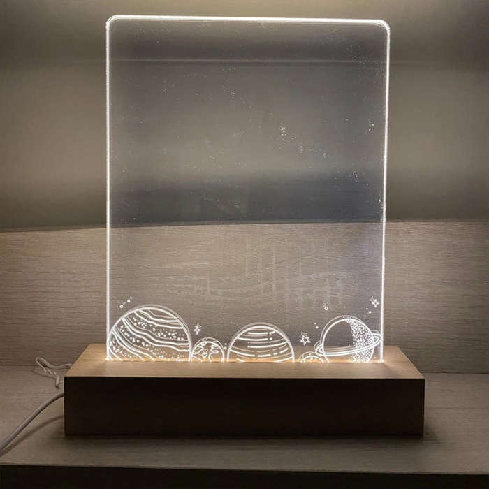 LED Light Solid Wood Luminous Base for Resin Art Acrylic Glass Lights Rectangular 18cm(White Light)