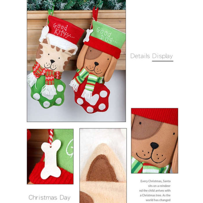 Model A Small Dog Sock Christmas Decoration Hanging Gift Bag Pet Candy Bag
