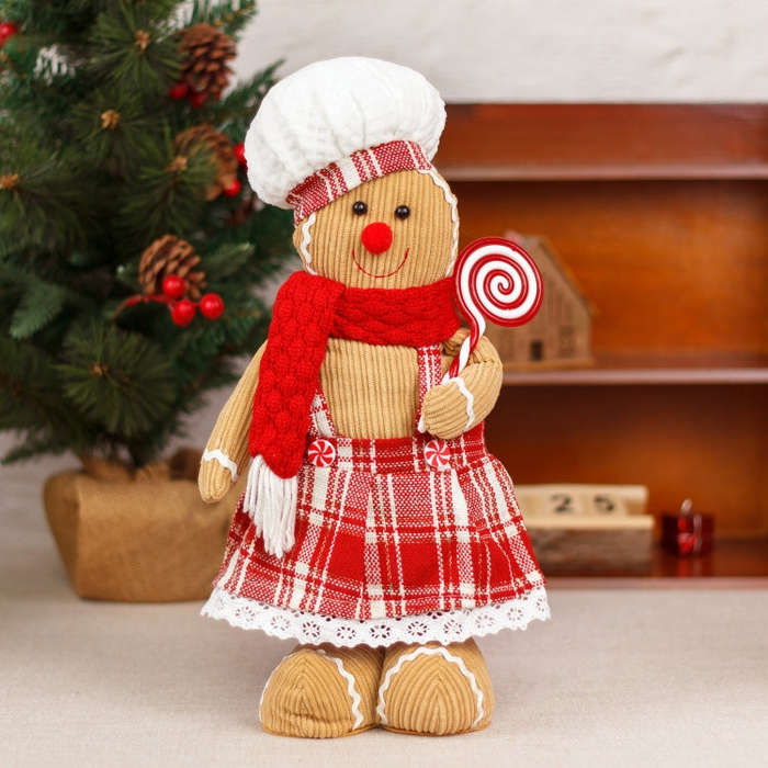 Christmas Decoration Ornament Gingerbread Man Retractable Window Figurine(Girl)