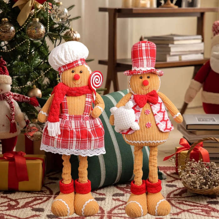 Christmas Decoration Ornament Gingerbread Man Retractable Window Figurine(Girl)